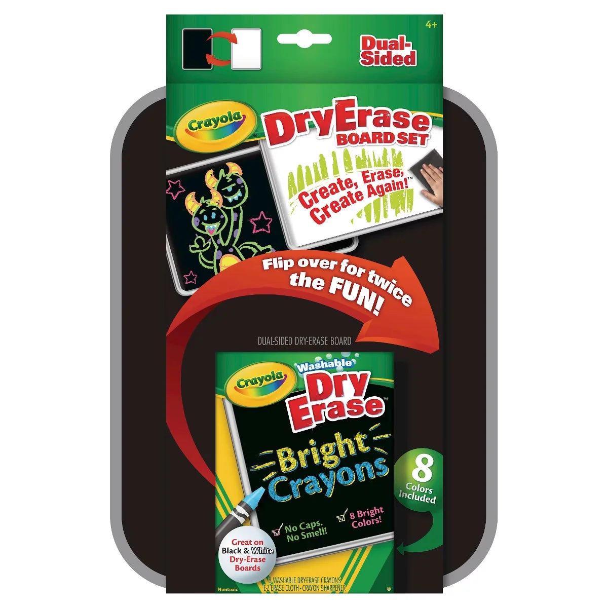 Crayola Dual Sided Dry Erase Board Set with Dry Erase Crayons 8ct: Kids Whiteboard & Presentation Board Accessories